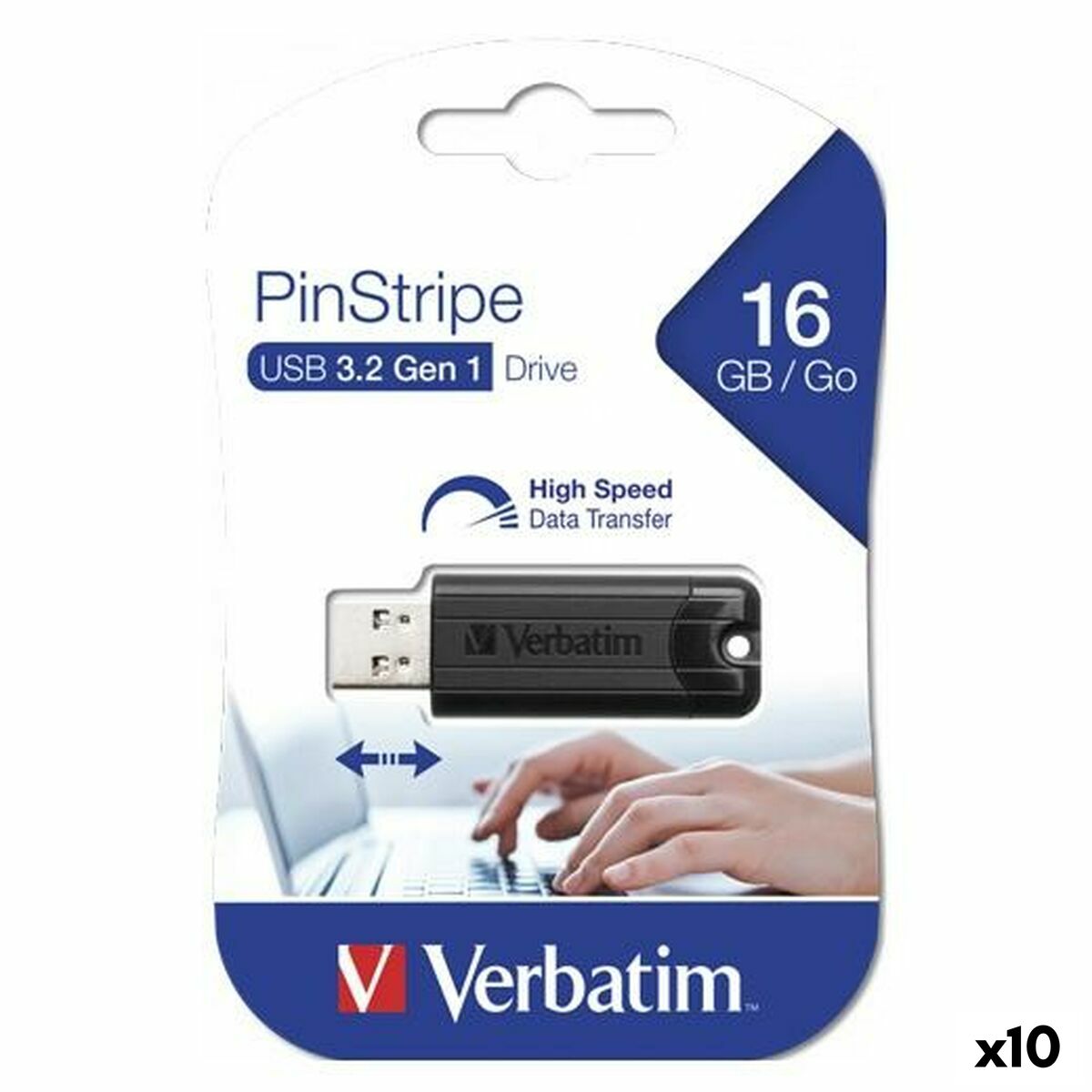 Pendrive Verbatim Pinstripe Black 16 GB (10 Units), Verbatim, Computing, Data storage, pendrive-verbatim-pinstripe-black-16-gb-10-units, Brand_Verbatim, category-reference-2609, category-reference-2803, category-reference-2817, category-reference-t-19685, category-reference-t-19909, category-reference-t-21355, category-reference-t-25636, computers / components, Condition_NEW, office, Price_50 - 100, Teleworking, RiotNook