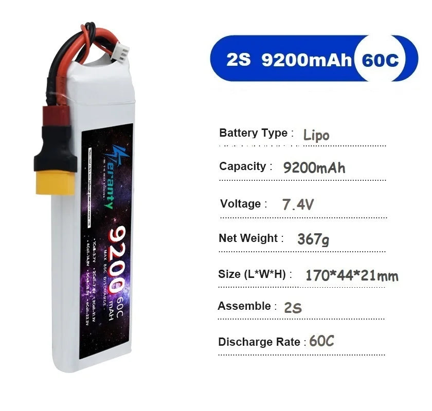 TERANTY 2S 9200mAh 9800mAh 10400mAh 60C 7.4V LiPo Battery with, RiotNook, Other, teranty-2s-9200mah-9800mah-10400mah-60c-7-4v-lipo-battery-with-1494991440, Drones & Accessories, RiotNook