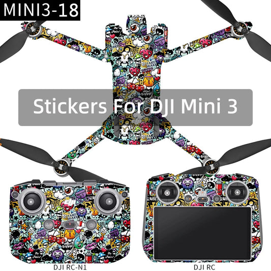 For DJI Mini 3 Drone Body Full Encirclement Stickers RC-N1/RC Remote