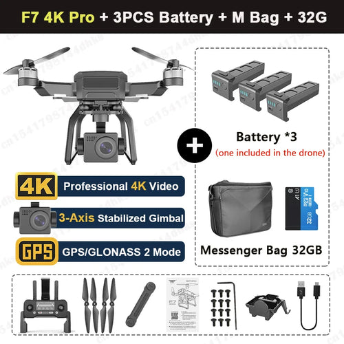 SJRC F7 4K PRO Camera Drone GPS HD 5G WiFi FPV 3KM 3 Axis Gimbal EIS, RiotNook, Other, sjrc-f7-4k-pro-camera-drone-gps-hd-5g-wifi-fpv-3km-3-axis-gimbal-eis-1509247951, Drones & Accessories, RiotNook