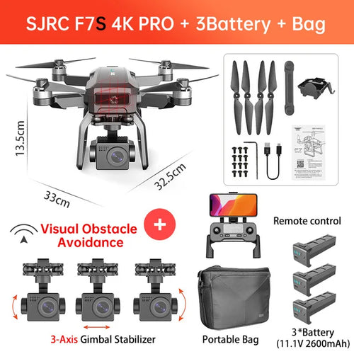 SJRC F7 4K PRO Camera Drone GPS HD 5G WiFi FPV 3KM 3 Axis Gimbal EIS, RiotNook, Other, sjrc-f7-4k-pro-camera-drone-gps-hd-5g-wifi-fpv-3km-3-axis-gimbal-eis-1509247951, Drones & Accessories, RiotNook