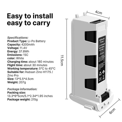 11.4v 4200mAh Battery for Hubsan H117S Zino PRO RC Quadcopter Spare, RiotNook, Other, 11-4v-4200mah-battery-for-hubsan-h117s-zino-pro-rc-quadcopter-spare-1087523295, Drones & Accessories, RiotNook