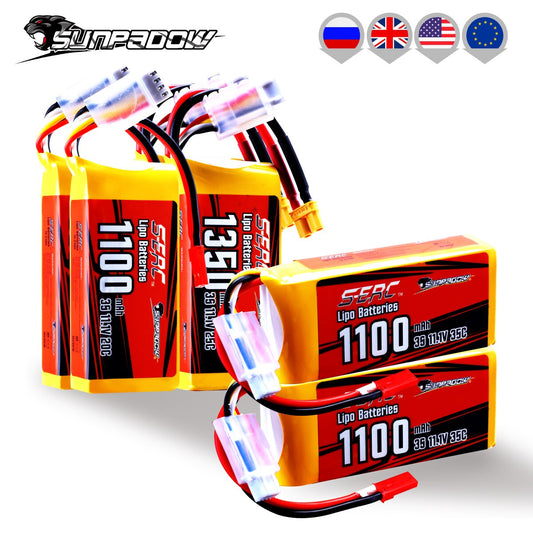 Sunpadow 3S 11.1V Lipo Battery 1100mAh 1350mAh 25C 35C JST XT30 Soft, RiotNook, Other, sunpadow-3s-11-1v-lipo-battery-1100mah-1350mah-25c-35c-jst-xt30-soft-1421809689, Drones & Accessories, RiotNook