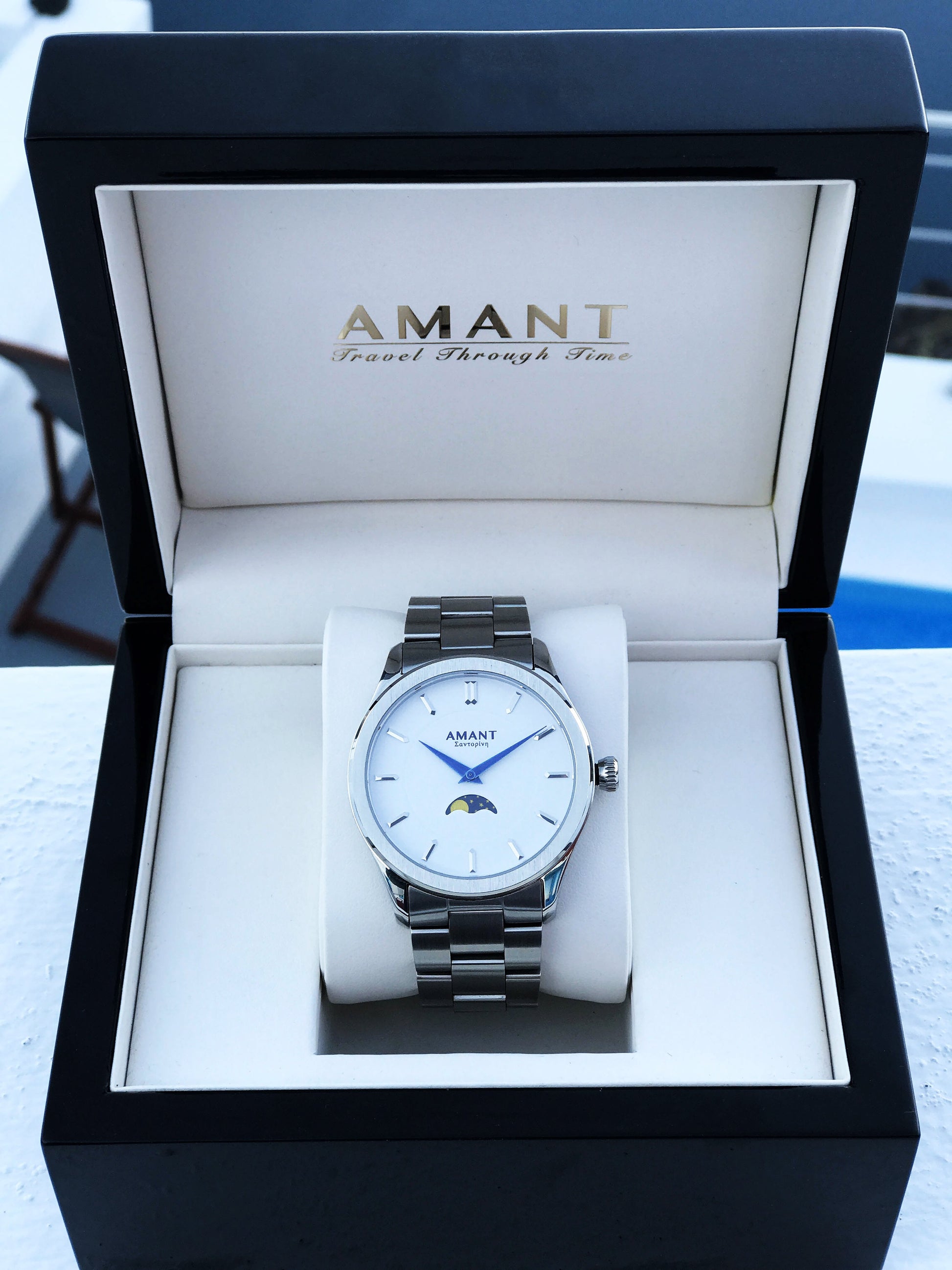 SANTORINI MOONPHASE, AMANT, Watches, santorini-moonphase-1191751375, Analog watch, Blue, category-reference-2994, Watch, RiotNook