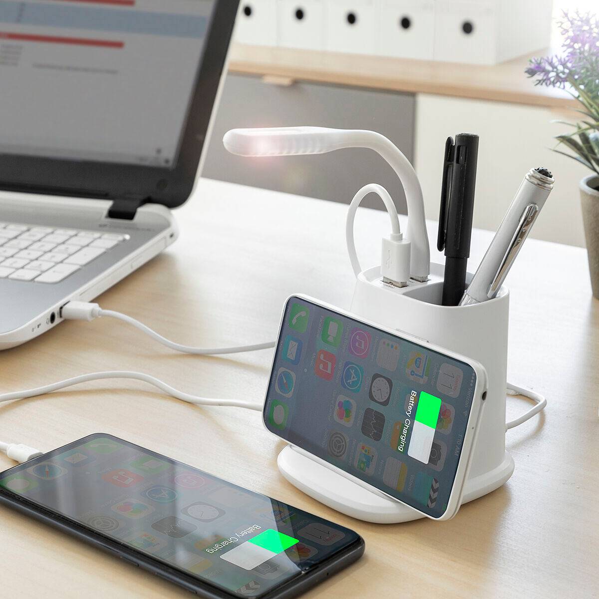 5-in-1 Wireless Charger with Organiser-Stand and USB LED Lamp DesKing InnovaGoods, InnovaGoods, Office and stationery, Office materials, 5-in-1-wireless-charger-with-organiser-stand-and-usb-led-lamp-desking-innovagoods, Brand_InnovaGoods, category-reference-2399, category-reference-2400, category-reference-2421, category-reference-2609, category-reference-2617, category-reference-2621, category-reference-2623, category-reference-2662, category-reference-2682, category-reference-2692, category-reference-2703