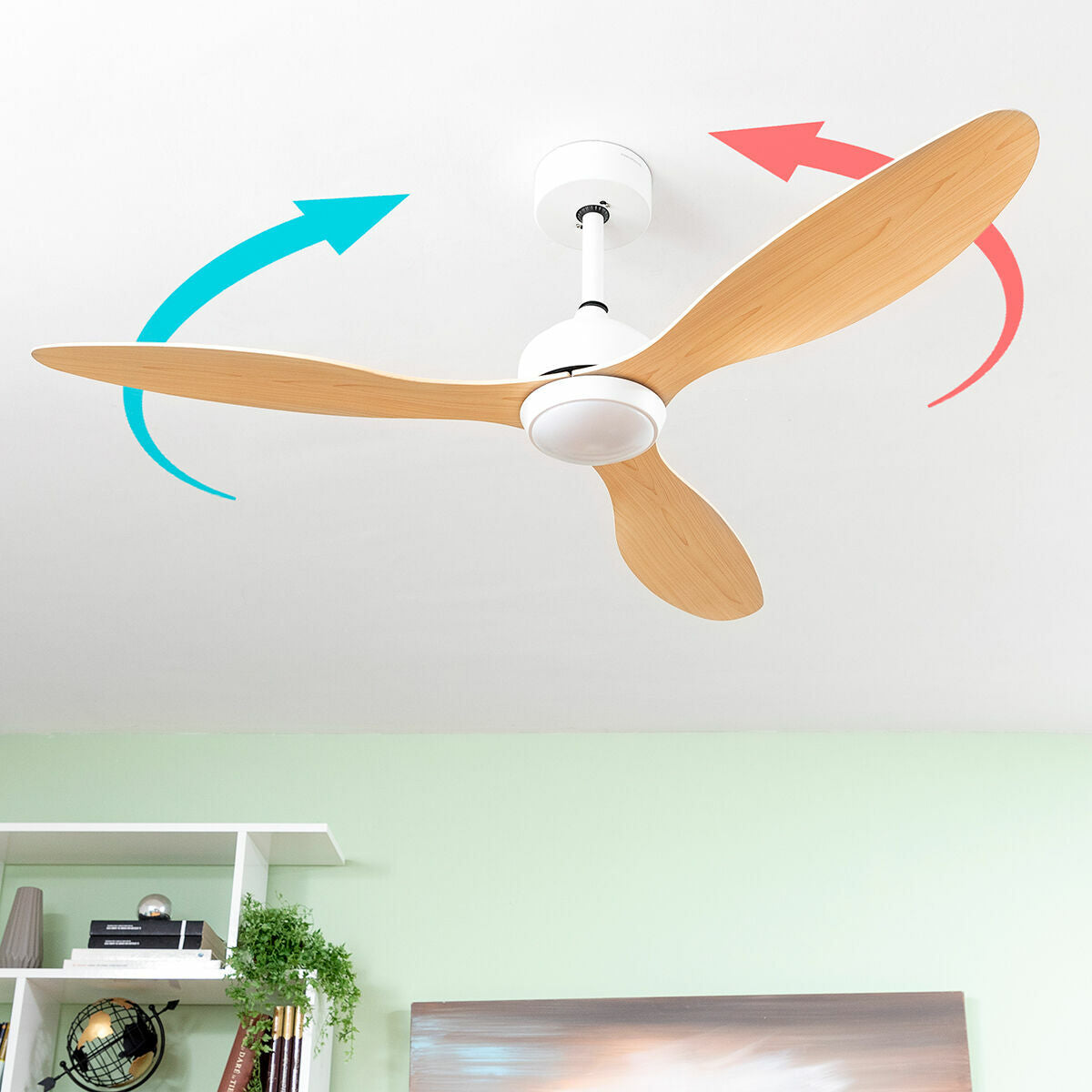 LED Ceiling Fan with 3 ABS Blades Wuled InnovaGoods Wood 36 W 52" Ø132 cm