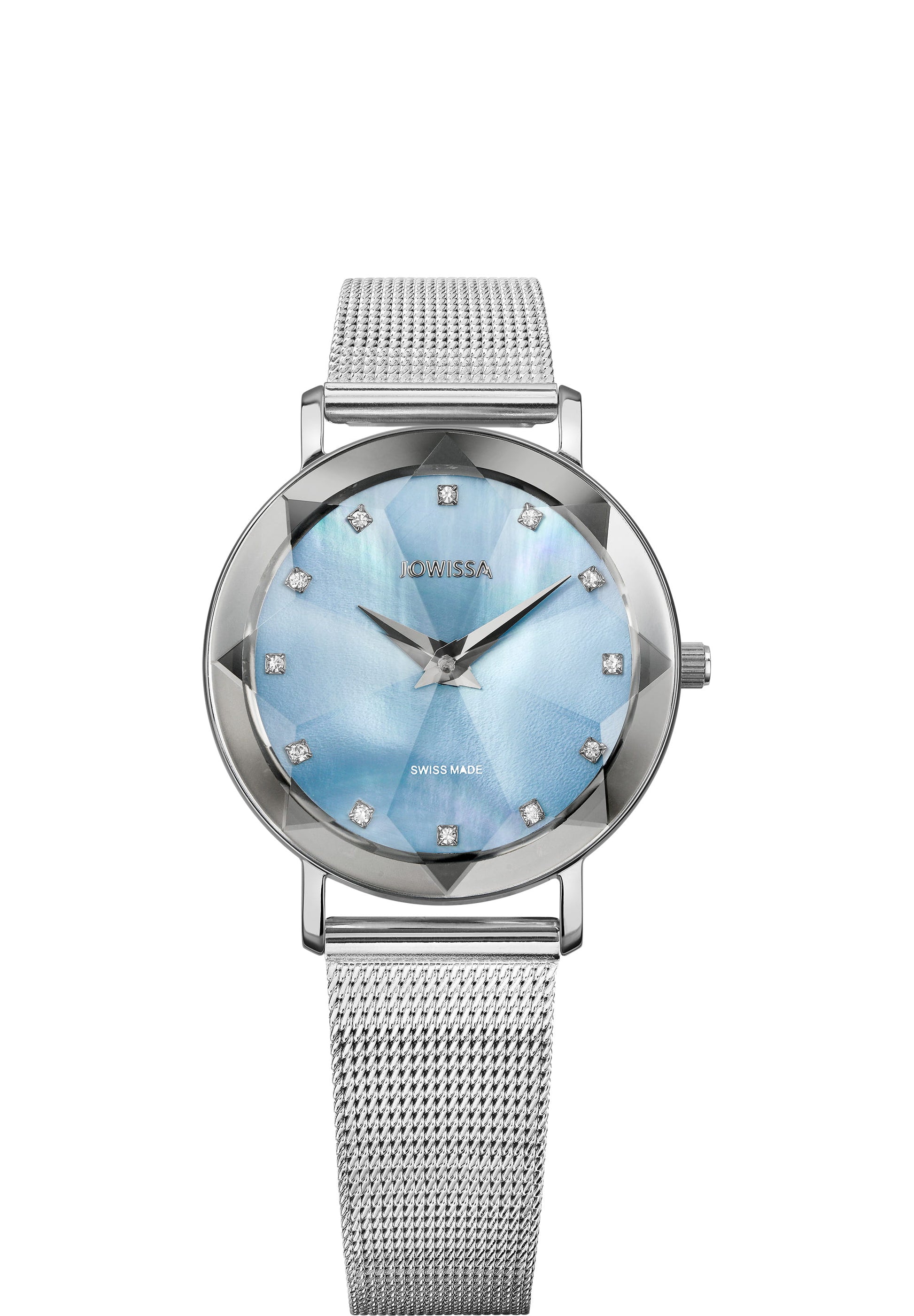 Facet Swiss Ladies Watch J5.238.M, Jowissa, Watches, facet-swiss-ladies-watch-j5-238-m-1417393173, 2023, blue, category-reference-2995, EN Quartz, Facet, female, Flag--Swiss Made, label--NEW, Mesh, Mother of Pearl, NOT-InStock-Hamburg, order--154, related--J5.238.L, related--J5.668.L, related--J5.668.M, related--JS.0055, related--JS.0069.L, related--JS.0069.S, silver, size--30mm, Stainless Steel, Steel, Steel / Light Blue Mother-of-pearl, Stones, Swiss Ladies Watch, synced, Time Scale, with cut, Wrist Watch