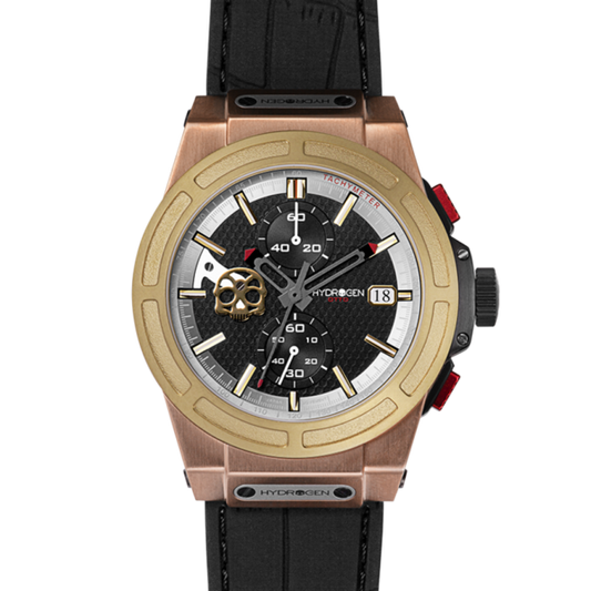 Otto Chrono Gold and Brown Mix, Otto, Watches, otto-chrono-rosegold-gold-black-1005018578, category-reference-2994, Colour: Black, Colour: Gold, Colour: Rose Gold, Material: Injected Silicone, MEN, producttabs02, shipping, Size: 44 mm, Strap: Black, VariantMatch:OttoChrono4, RiotNook