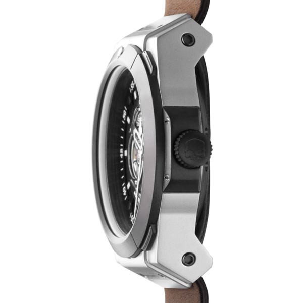 Vento Silver Black Leather, Otto, Watches, vento-silver-black-brown-927126273, category-reference-2994, Colour: Black, Colour: Silver, Material: Artisanal Leather, MEN, producttabs02, shipping, Size: 44 mm, Strap: Brown, VariantMatch:Vento4, RiotNook