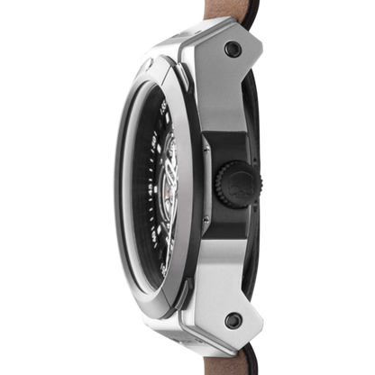 Vento Silver Black Leather, Otto, Watches, vento-silver-black-brown-927126273, category-reference-2994, Colour: Black, Colour: Silver, Material: Artisanal Leather, MEN, producttabs02, shipping, Size: 44 mm, Strap: Brown, VariantMatch:Vento4, RiotNook