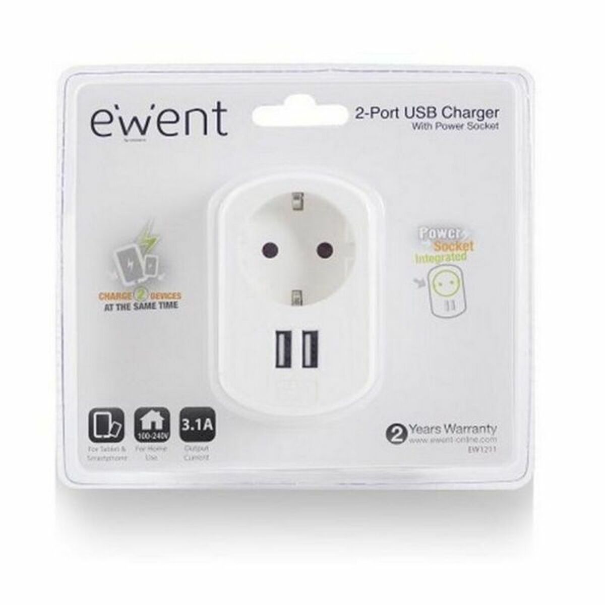 Wall Plug with 2 USB Ports Ewent EW1211 3,1 A, Ewent, Electronics, Mobile communication and accessories, wall-plug-with-2-usb-ports-ewent-ew1211-3-1-a, Brand_Ewent, category-reference-2609, category-reference-2617, category-reference-2937, Condition_NEW, ferretería, networks/wiring, Price_20 - 50, telephones & tablets, travel, RiotNook